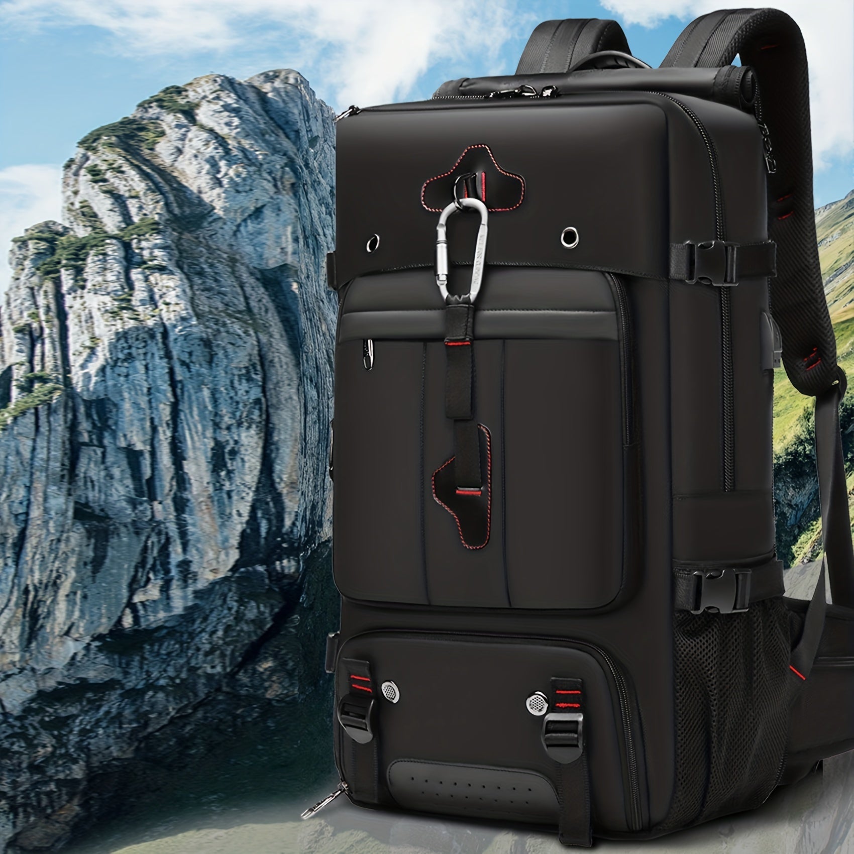 Men's Travel Bag Backpack USB Charging Port Large Capacity Waterproof Outdoor