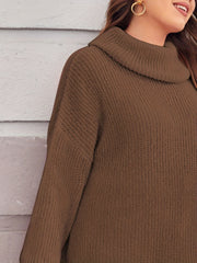 Casual Lantern Sleeve Sweater Turtle Neck Pullover
