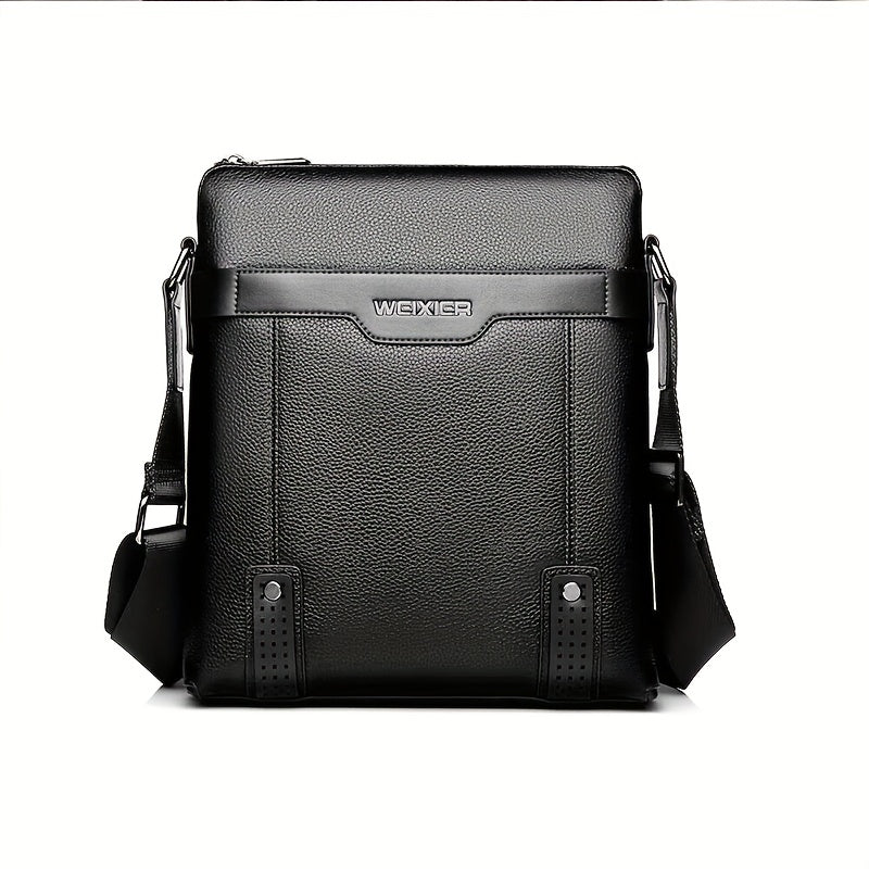 Men's Business PU Leather Crossbody Bag Large Capacity Messenger Bag