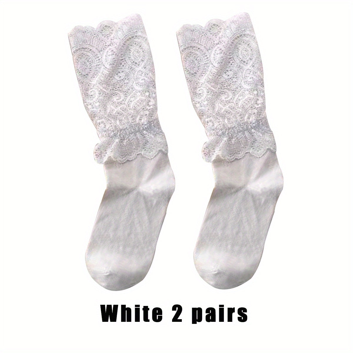 Contrast Lace Socks 2 Pairs Women's Mid Tube Stockings