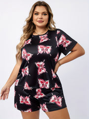 Butterfly Print Tee & Shorts Pajama Set
