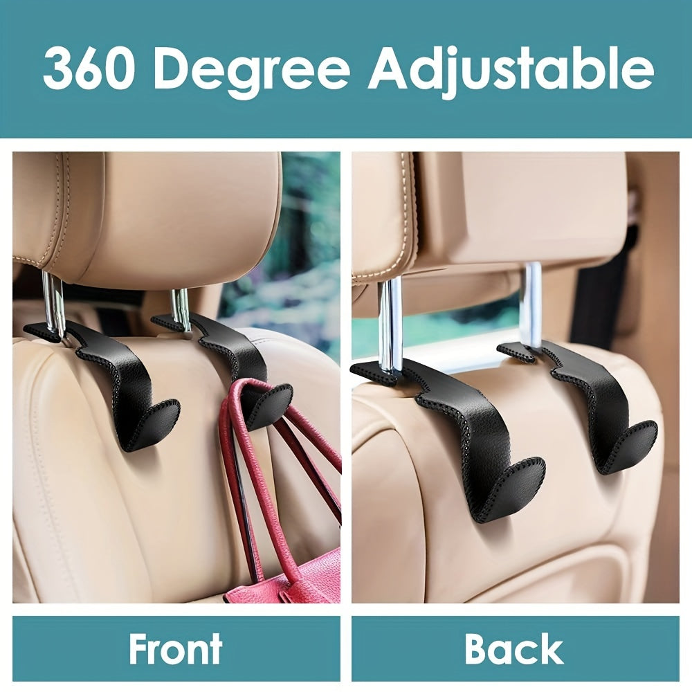 2Pcs Leather Hanger Hooks Instantly Upgrade Car Interior Handbag Holder