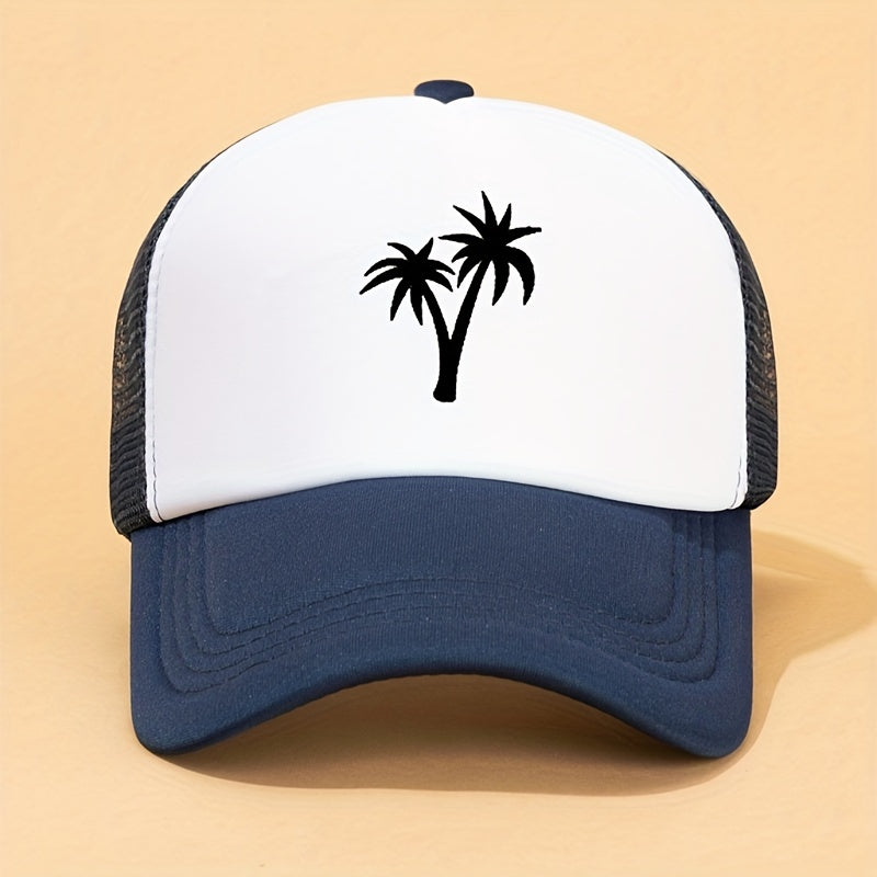 Coconut Tree Print Mesh Baseball Cap for Men