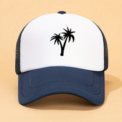 Coconut Tree Print Mesh Baseball Cap for Men
