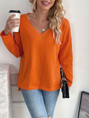 V Neck Oversized Split Sweater