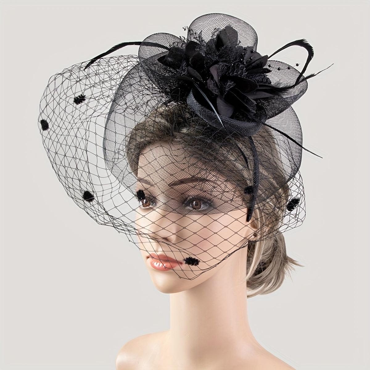 Women Flower Feather Fascinator Tea Party Hat Hand Work Headband