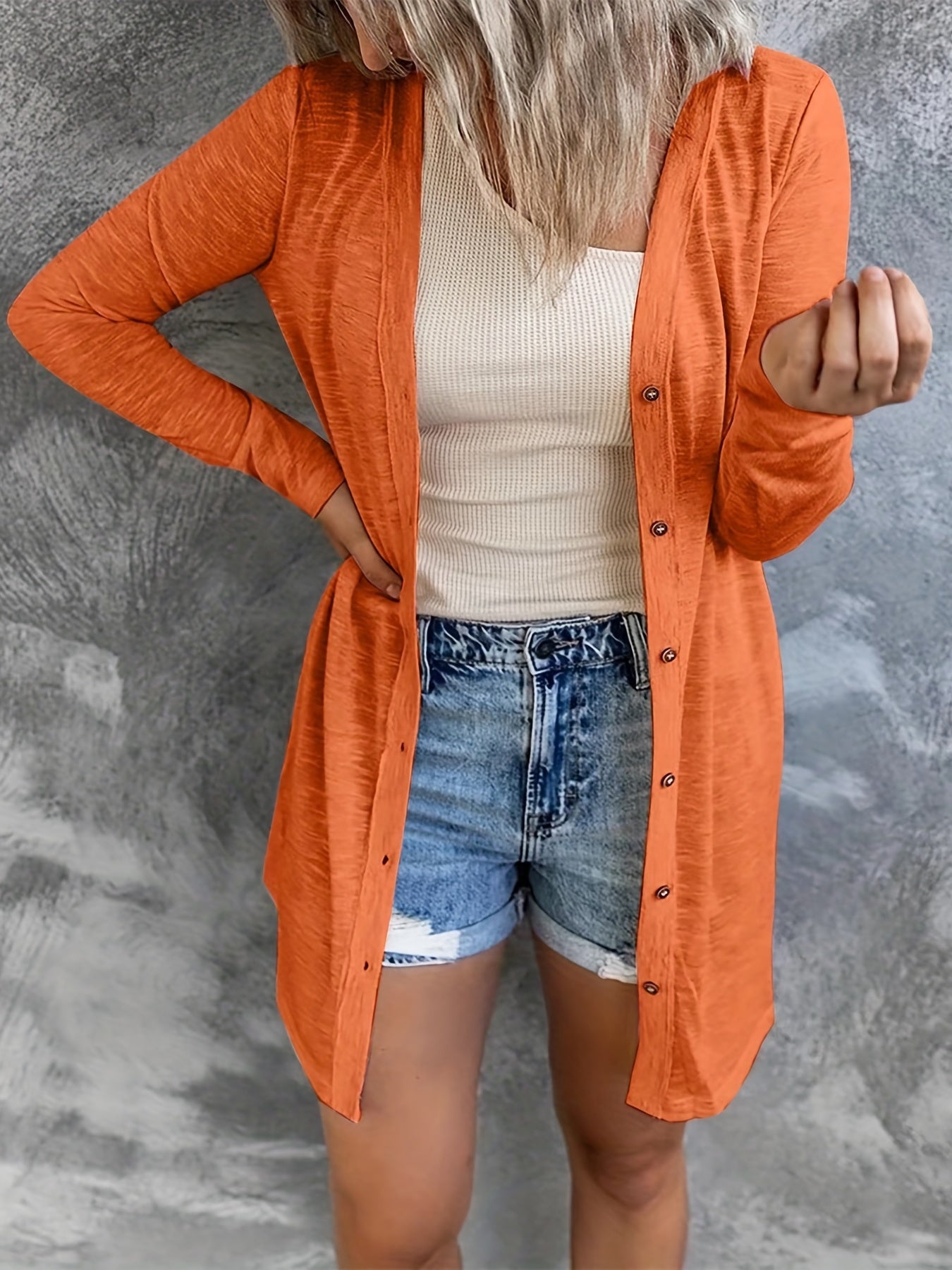 Casual Cardigan Women's Button Up Long Sleeve Cardigan