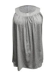 Solid Round Neck Tank Top with Button Decor