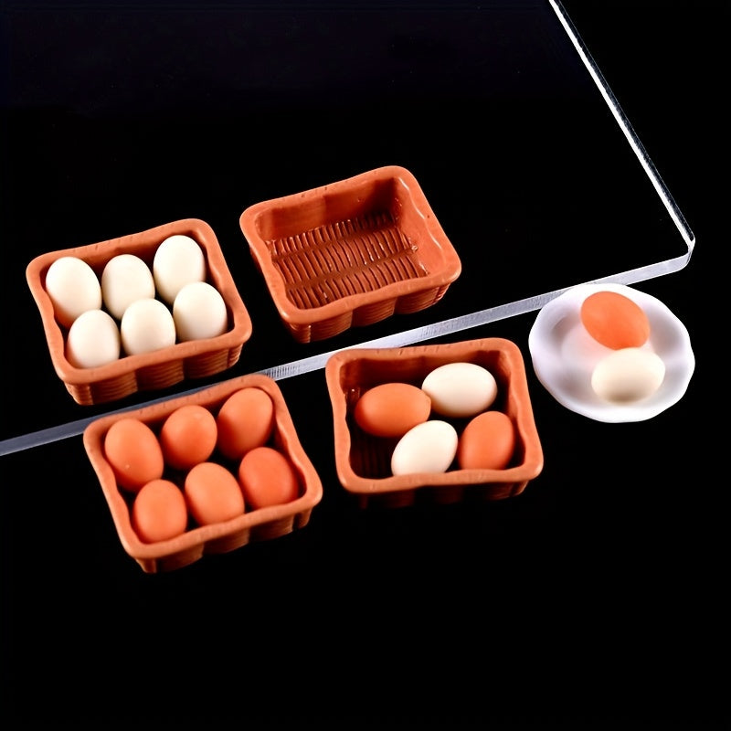 1:12 Scale Dollhouse Resin Egg Set, DIY Kitchen Accessories