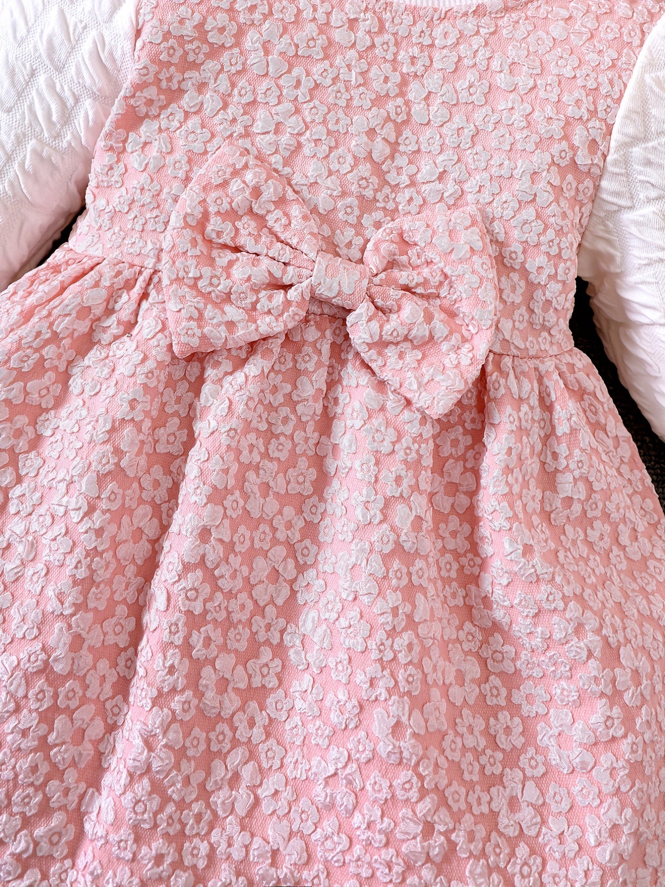 Grace Girls Bowknot Front Bubble Embossed Princess Dress