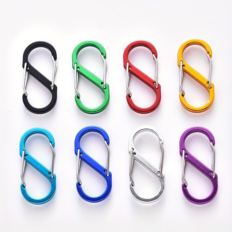8pcs S-shaped Backpack Hanging Buckle Spring Keychain for Outdoor Camping