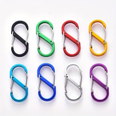 8pcs S-shaped Backpack Hanging Buckle Spring Keychain for Outdoor Camping