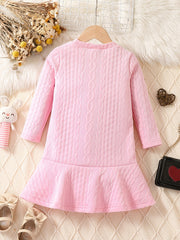Girls' Jacquard Long Sleeve Knee Length Dress for Autumn/Winter