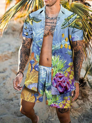 Men's Hawaii T-shirt & Shorts Matching Set For Summer