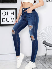 High Waist Skinny Denim Pants Stretchy Fitting Pencil Jeans
