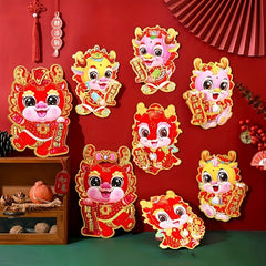 2pcs Year Of The Dragon 3D Zodiac Door Stickers