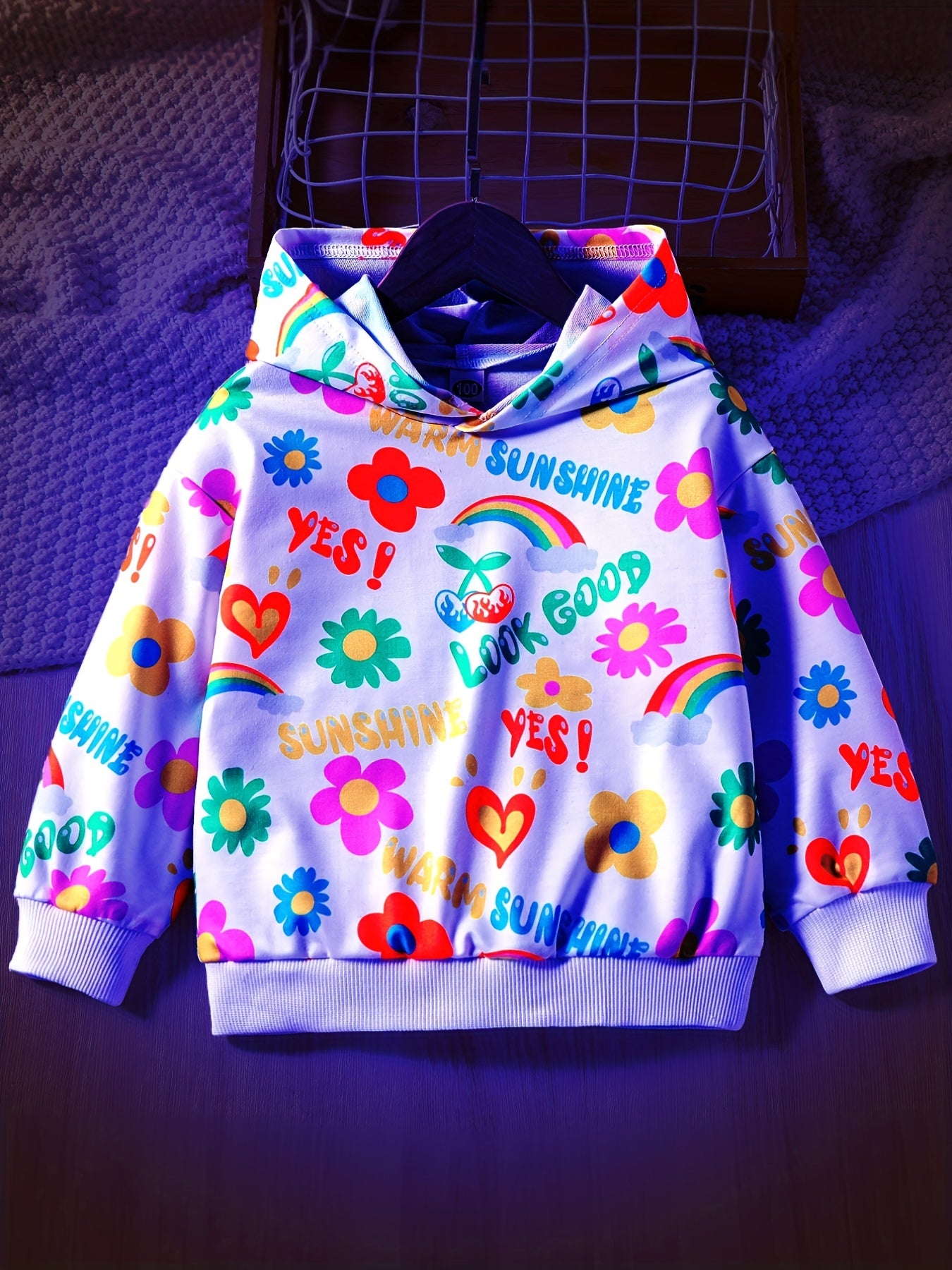 Girls Colorful Sunshine & Flowers Hoodie Sweatshirt