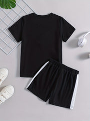 Boys Casual Outfit Summer Clothes Set Round Neck T-shirt & Shorts