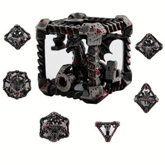 Metal Hollow Dragon Dice Set 7pcs Large Polyhedral Dice