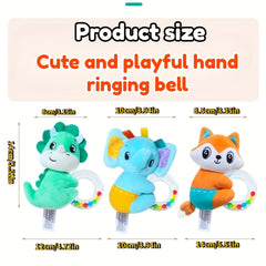 Baby Bell Toy Cartoon Animal Hand Cranked Bell Toy for Strollers & Beds