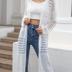 Crochet Cover Up Shirt Long Sleeves V Neck Lace Hollow Out Swimwear
