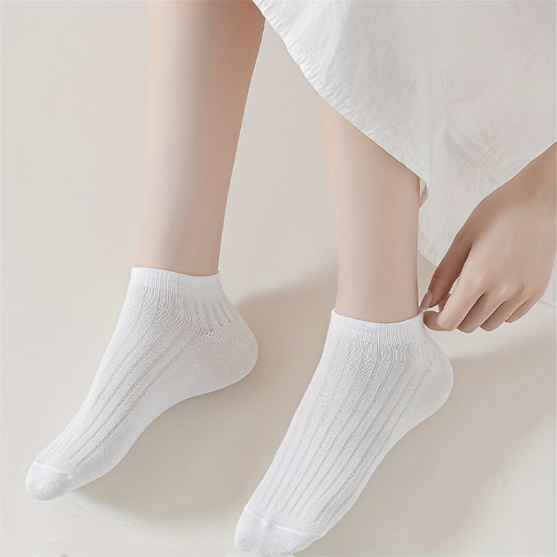 20 Pairs Solid Ribbed Socks Women's Stockings