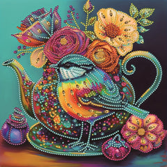 Teapot Flower Bird Special Shape Diamond Painting Kit