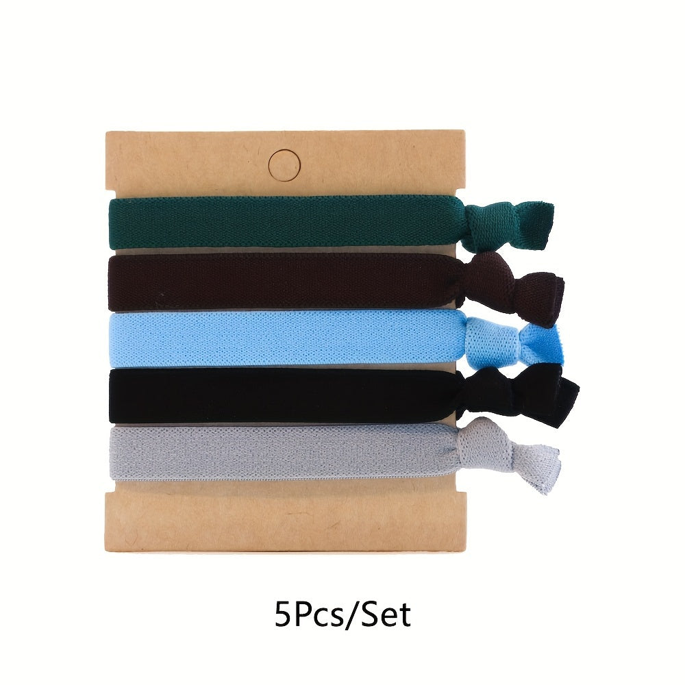 5pcs Men's Hair Ties High Elasticity Anti-slip Ponytail Holder