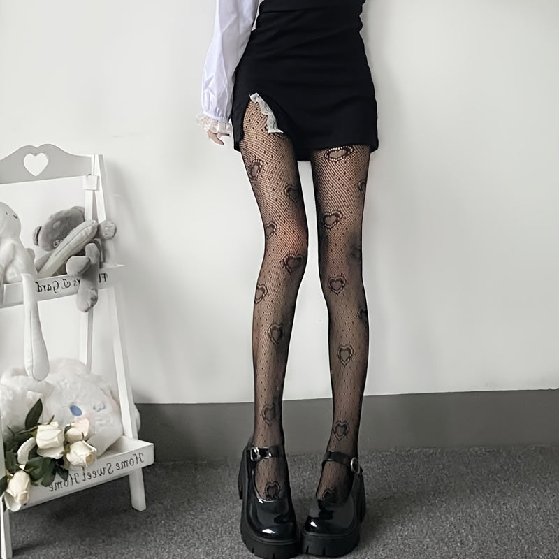 Women's Fishnet Floral Tights High Waisted Pantyhose Stockings