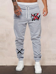 No Way & Cross Print Men's Drawstring Sweatpants