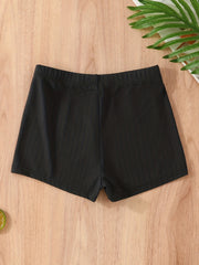 2pcs Girls Ribbed Elastic Waist Shorts for Kids