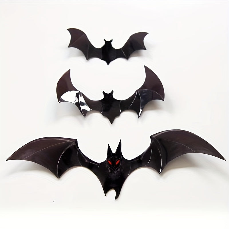 12pcs Halloween Bat Stickers 3D Horror Window Decoration Set