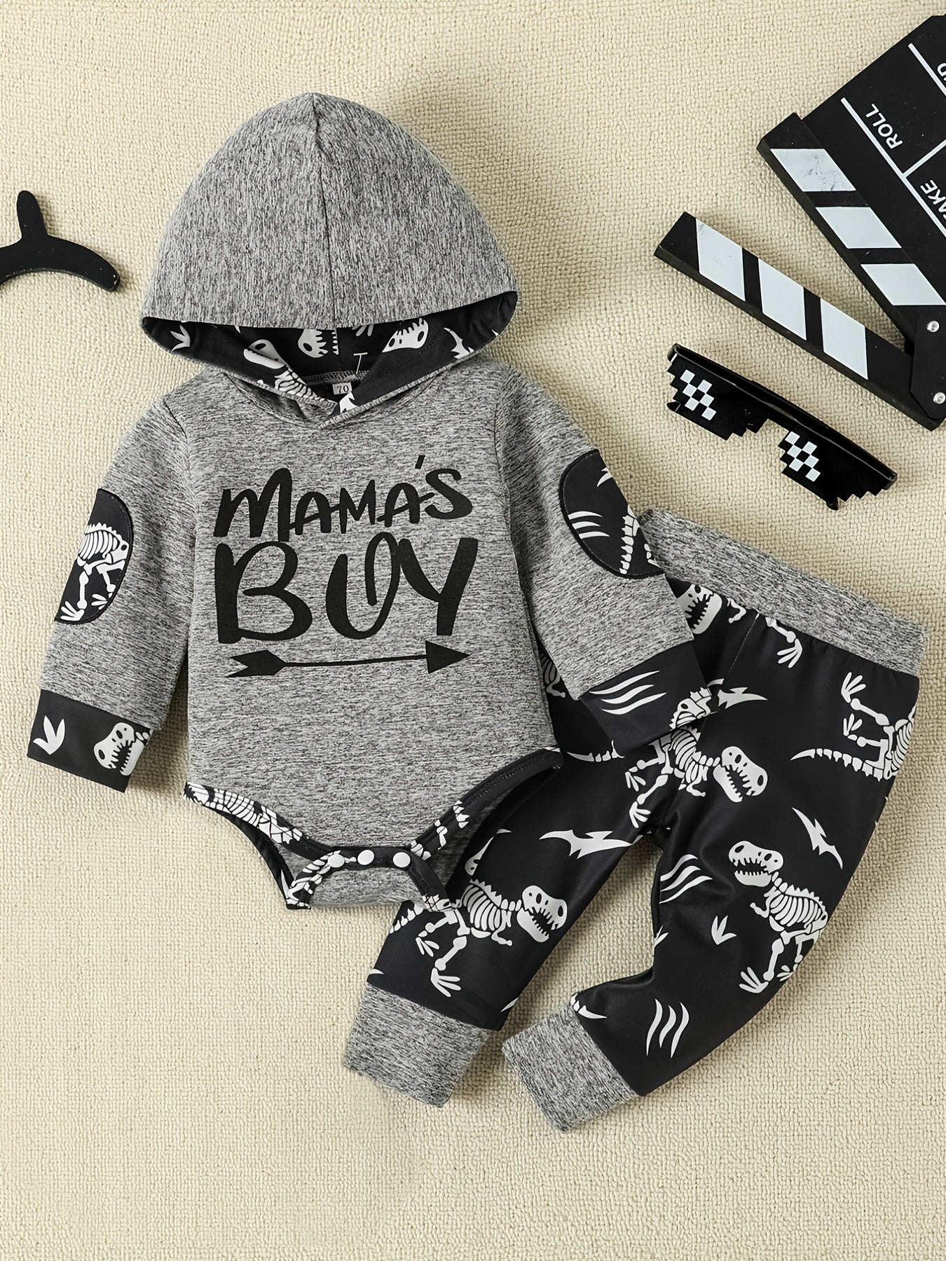 Infant Hooded Romper & Long Sleeve Bodysuit Set