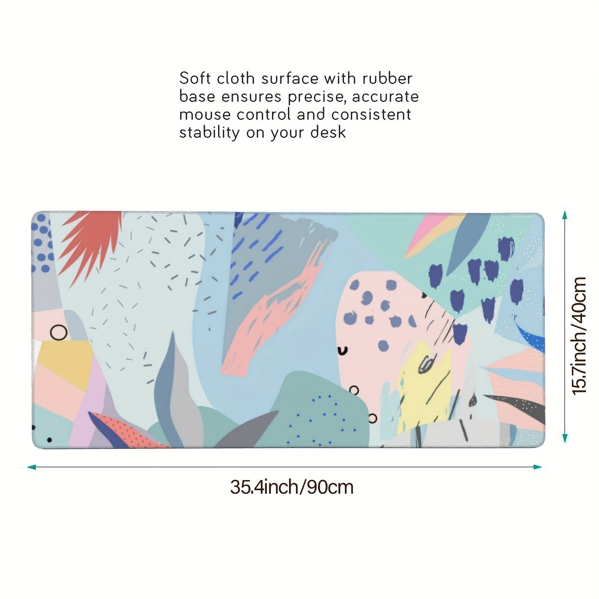 Abstract Art Mouse Pad for Office Laptop, Non-Slip Rubber Base - 35.4in x 15.7in
