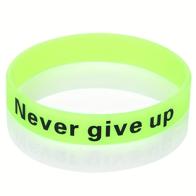 Luminous Silicone Bracelet Waterproof Sport Wrist Band Never Give Up