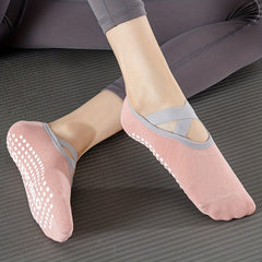 Non Slip Cross Strap Yoga Socks Silicone Padded Low Cut Sport Socks