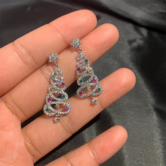 Holiday Style Zircon Snow & Christmas Tree Earrings