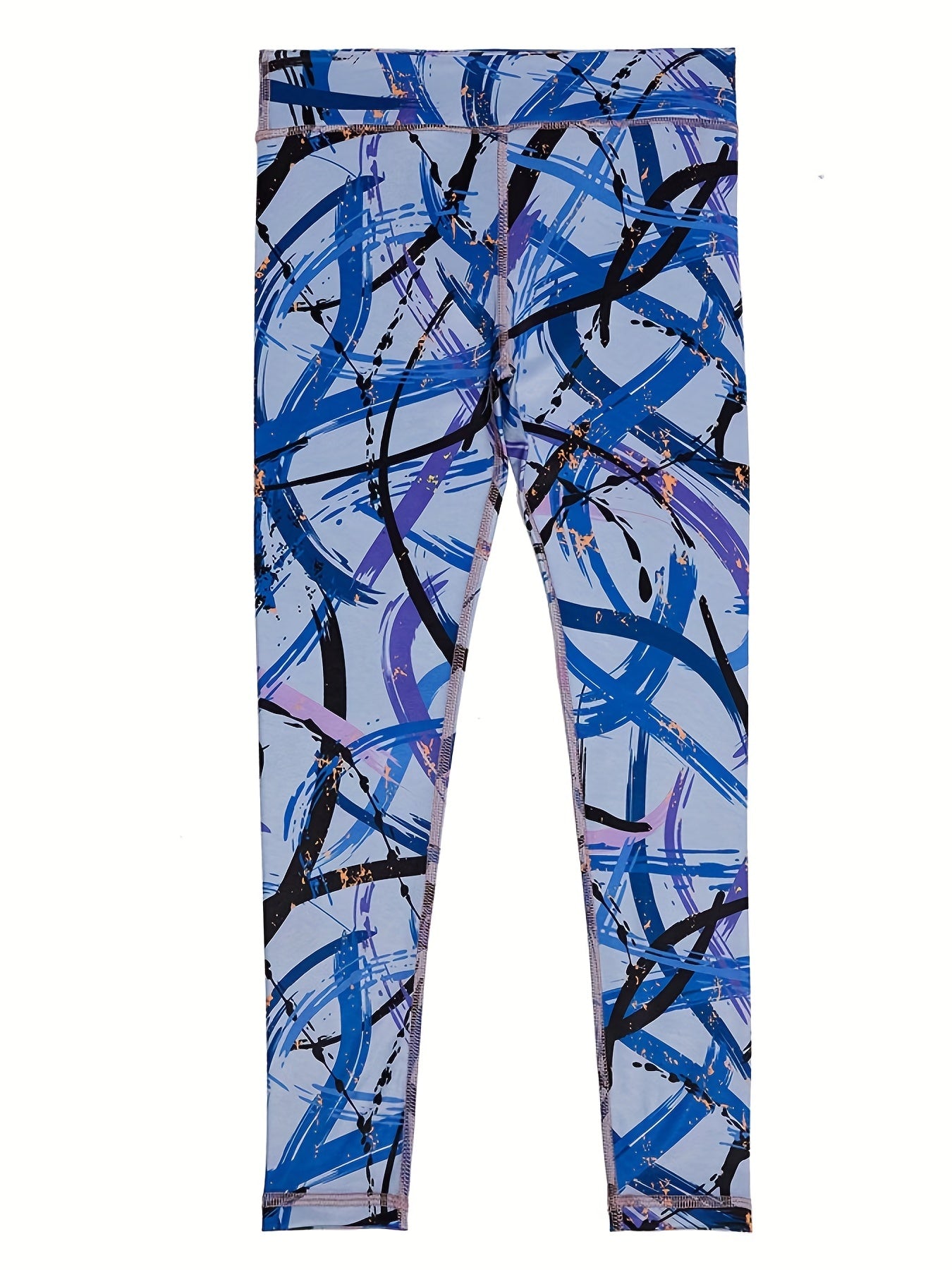 Girls Abstract Graphic Athletic Leggings Elastic Waist Yoga Pants