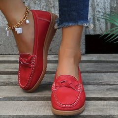 Women's Solid Flat Loafers Casual Slip On Anti skid Shoes
