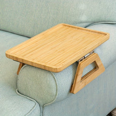 Pine Wood Sofa Armrest Table with Storage
