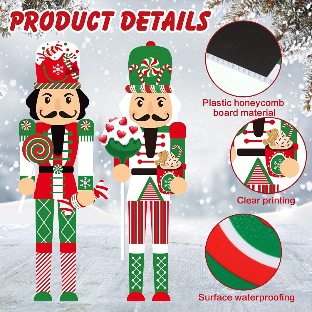 2pcs Large Nutcracker Yard Sign Outdoor Christmas Decor
