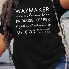 Faith Quote Print Crew Neck Graphic T shirt Short Sleeve Tee Women's Tops