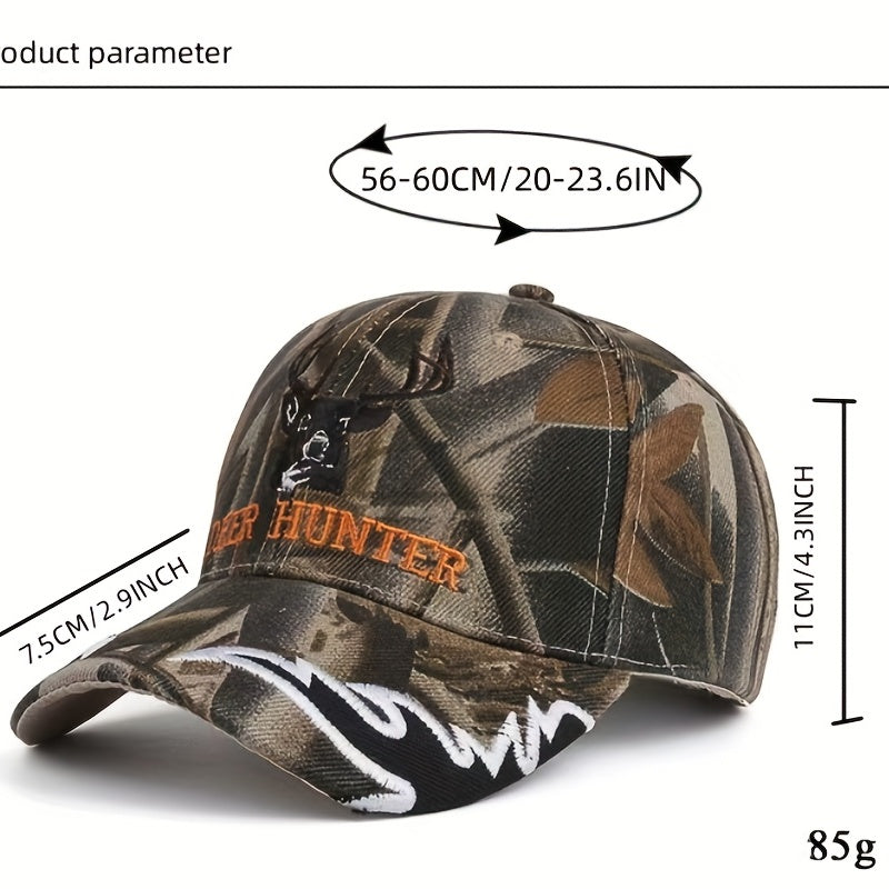 Embroidered Deer Head Fishing Sunshade Hat Baseball Cap