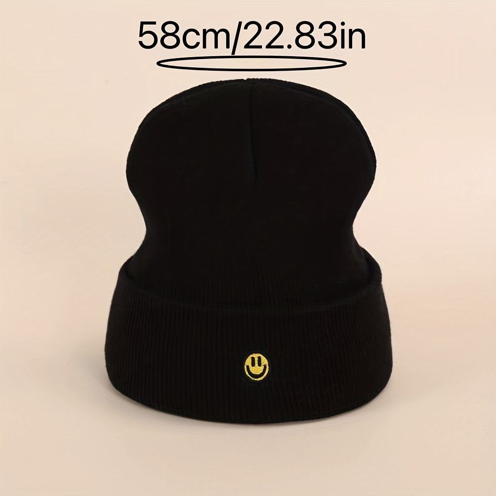 Sport Knit Beanie Hat with Smile Embroidered Warm Ski Cold Hat