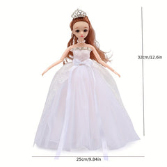 Princess Wedding Dress Model for Girl with Crown Veil Bow