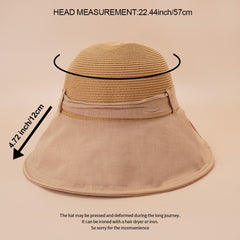 Stylish Stitching Bucket Hat Bow Strap Fisherman Cap Sun Hat