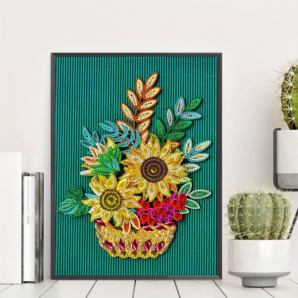 Flower Basket Diamond Painting Kit - Special Shape Crystal Partial