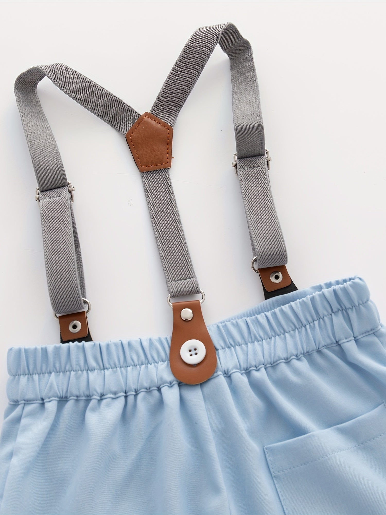 Baby Boy Gentleman Style 2-Piece Set Bow Tie & Suspender Shorts