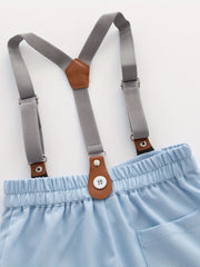 Baby Boy Gentleman Style 2-Piece Set Bow Tie & Suspender Shorts