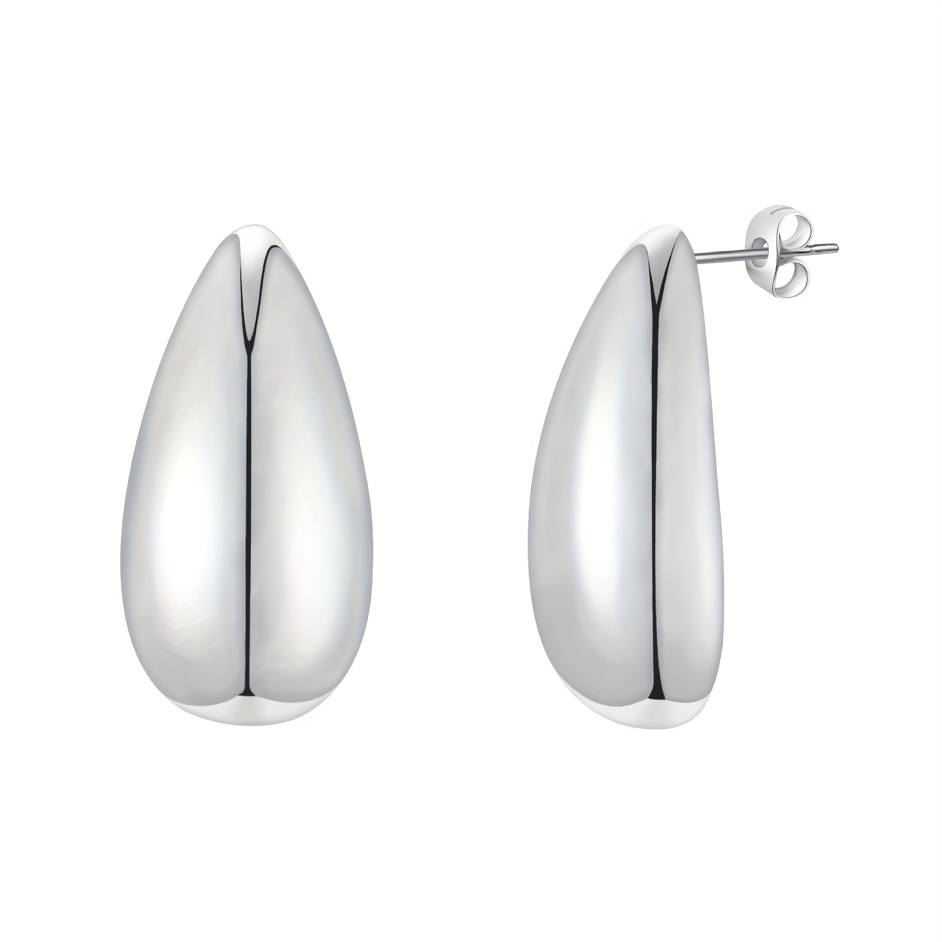 Melon Seed Water Drop Stud Earrings Minimalist Golden Silver Chunky